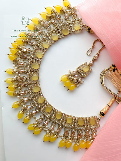 Salient Polki in Yellow Necklace Sets THE KUNDAN SHOP 