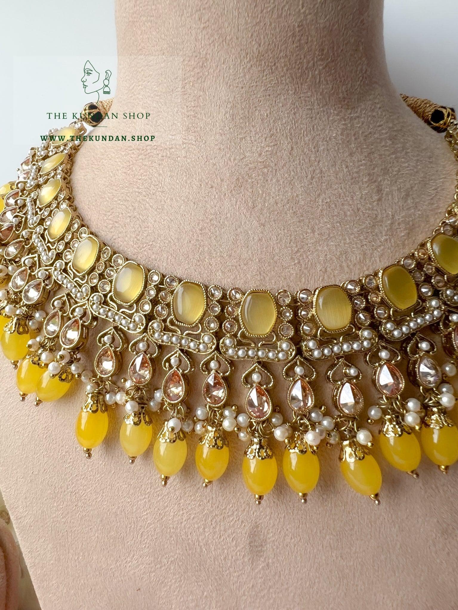 Salient Polki in Yellow Necklace Sets THE KUNDAN SHOP 