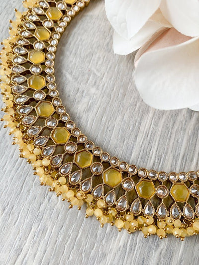 Reluctance in Yellow Necklace Sets THE KUNDAN SHOP 