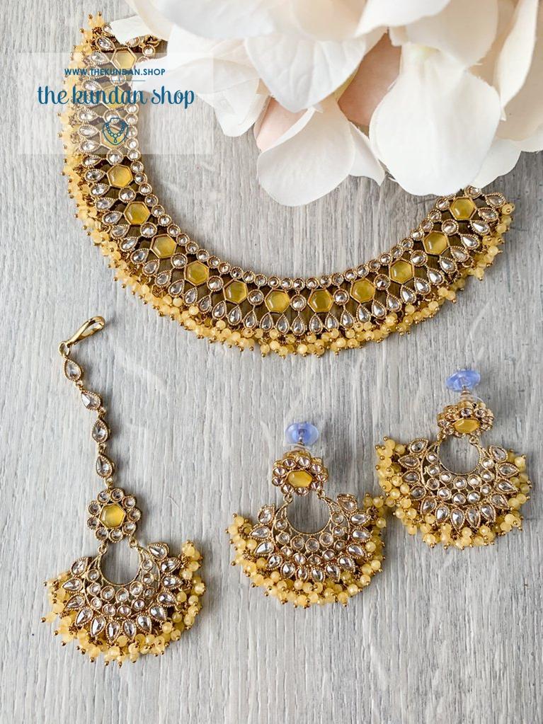 Reluctance in Yellow Necklace Sets THE KUNDAN SHOP 