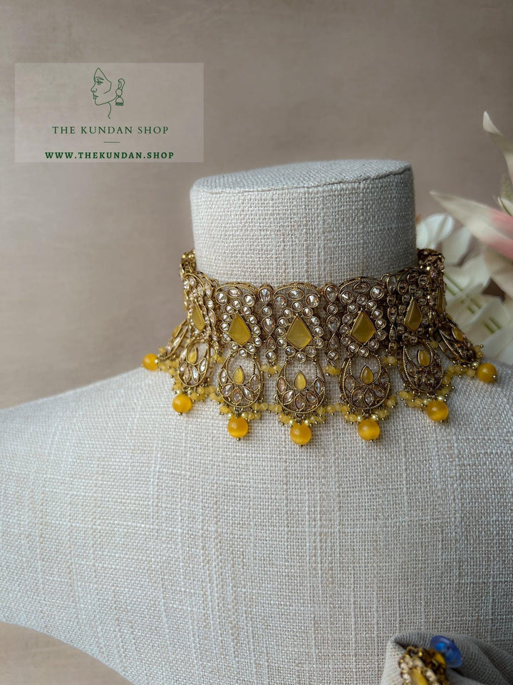 Promising Polki in Yellow Necklace Sets THE KUNDAN SHOP 