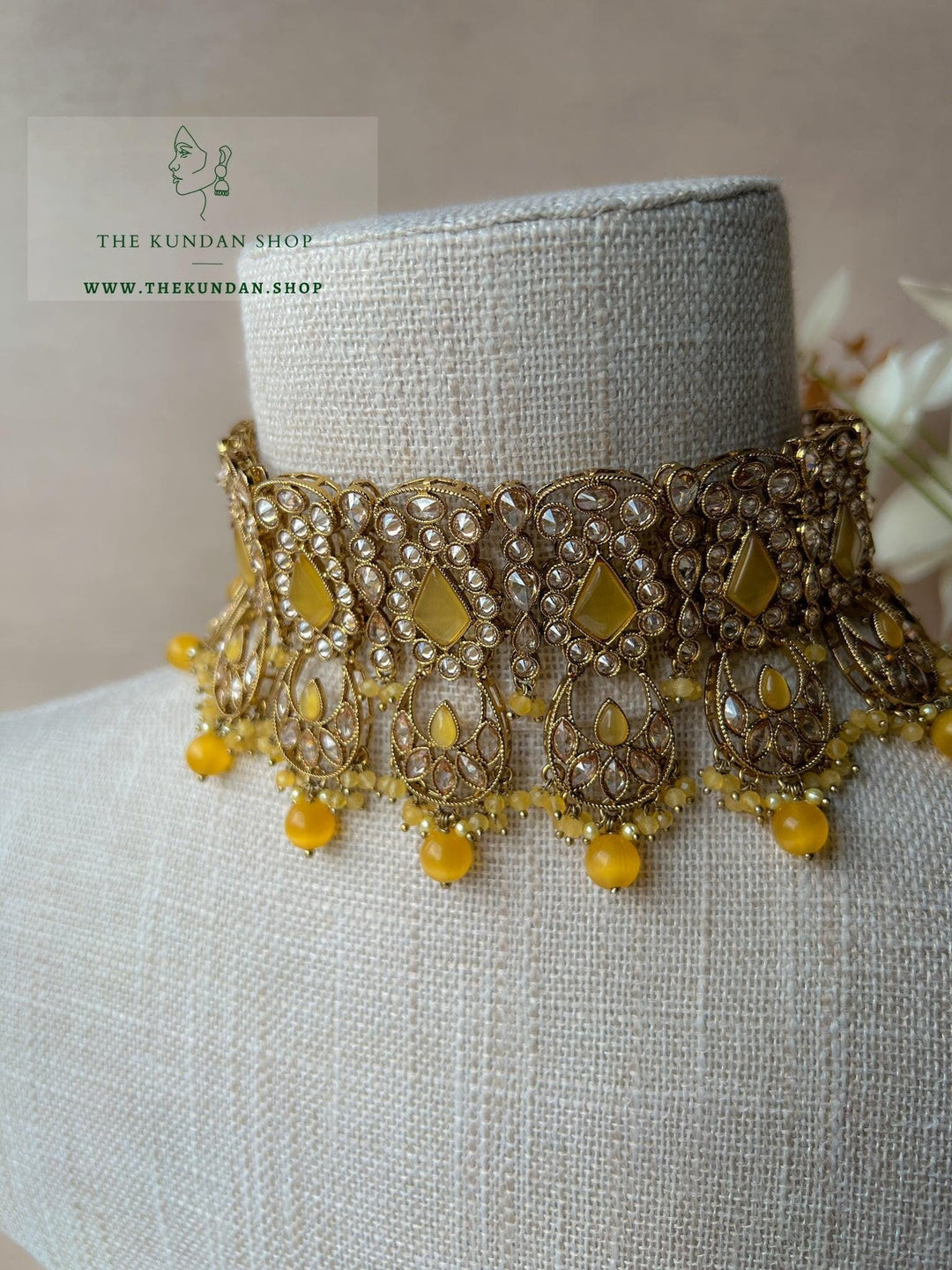 Promising Polki in Yellow Necklace Sets THE KUNDAN SHOP 