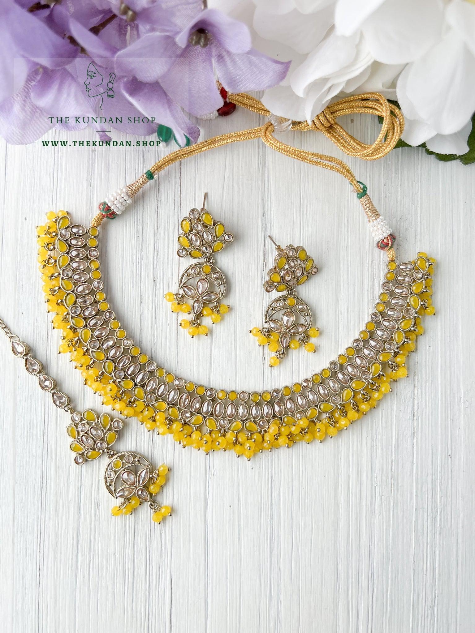 Sensitive in Yellow Necklace Sets THE KUNDAN SHOP 
