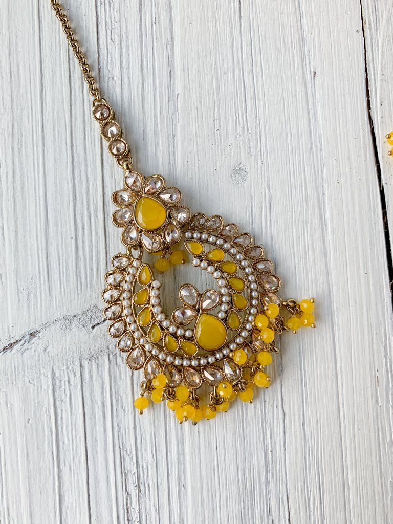 Triumphant in Yellow Necklace Sets THE KUNDAN SHOP 