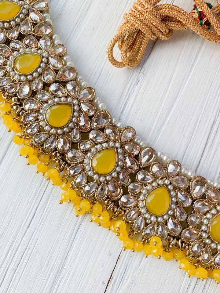 Triumphant in Yellow Necklace Sets THE KUNDAN SHOP 