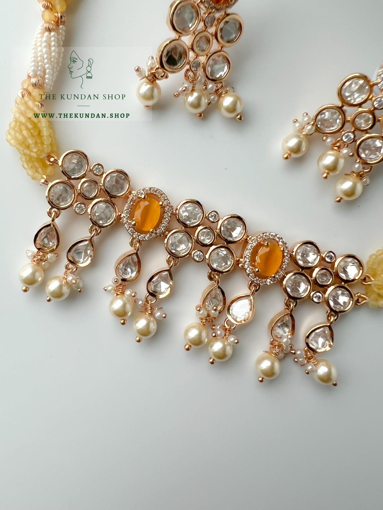 Precise Kundan in Yellow Necklace Sets THE KUNDAN SHOP 