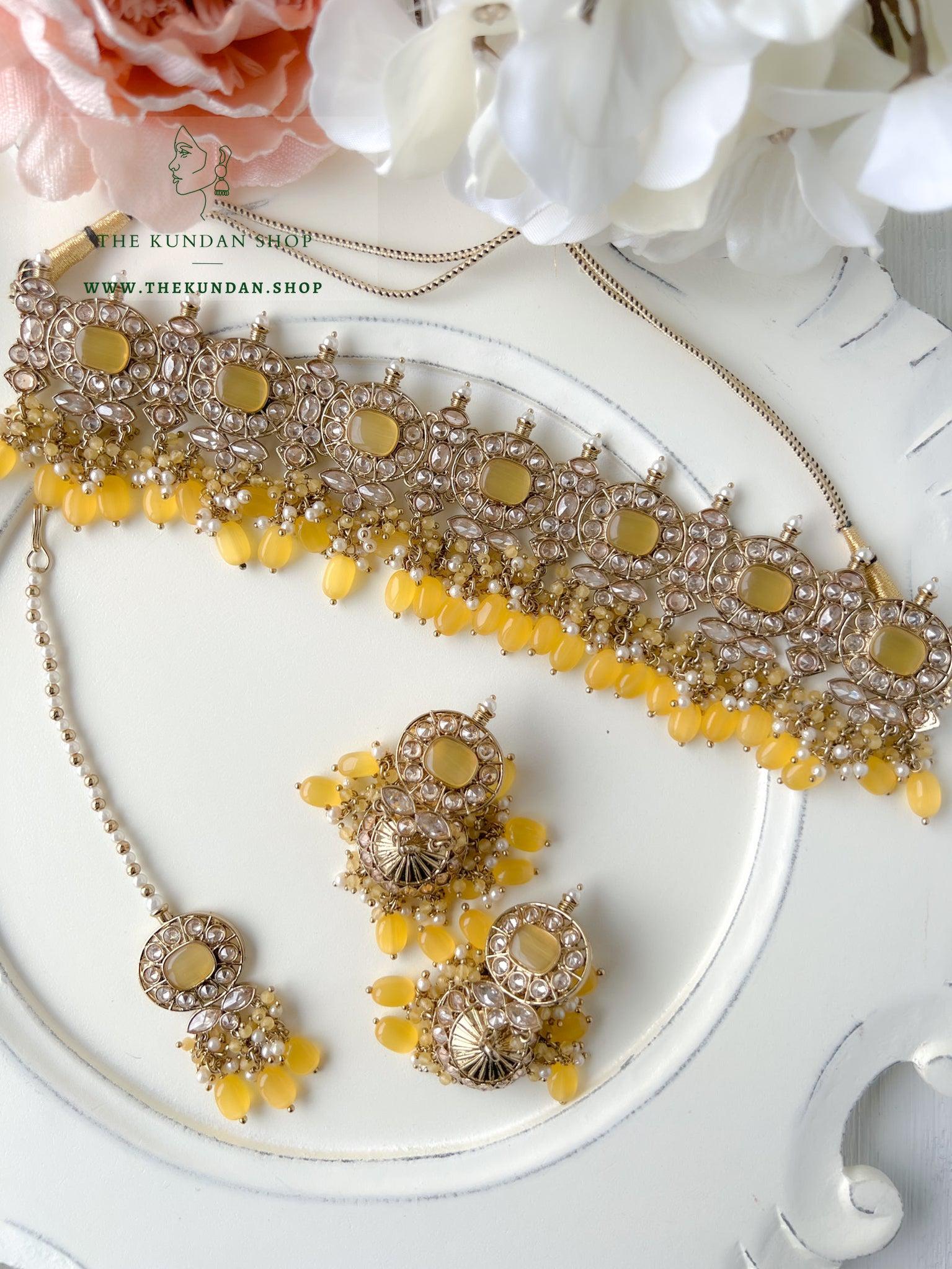 Temptation in Yellow Necklace Sets THE KUNDAN SHOP 