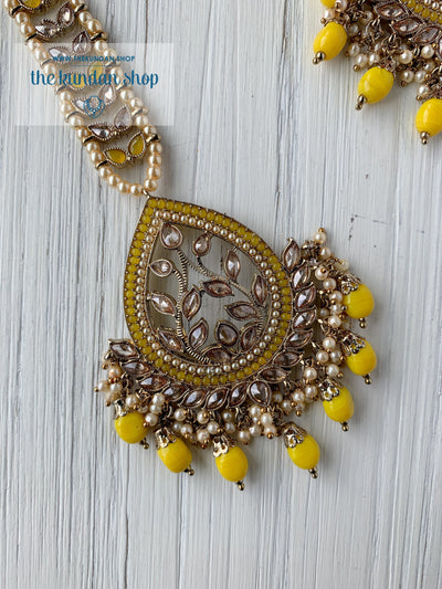Bold Move - Yellow Earrings + Tikka THE KUNDAN SHOP 