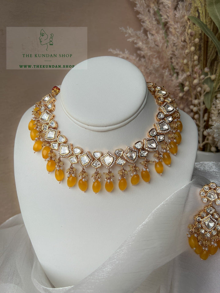 Little Surprise in Yellow Necklace Sets THE KUNDAN SHOP 