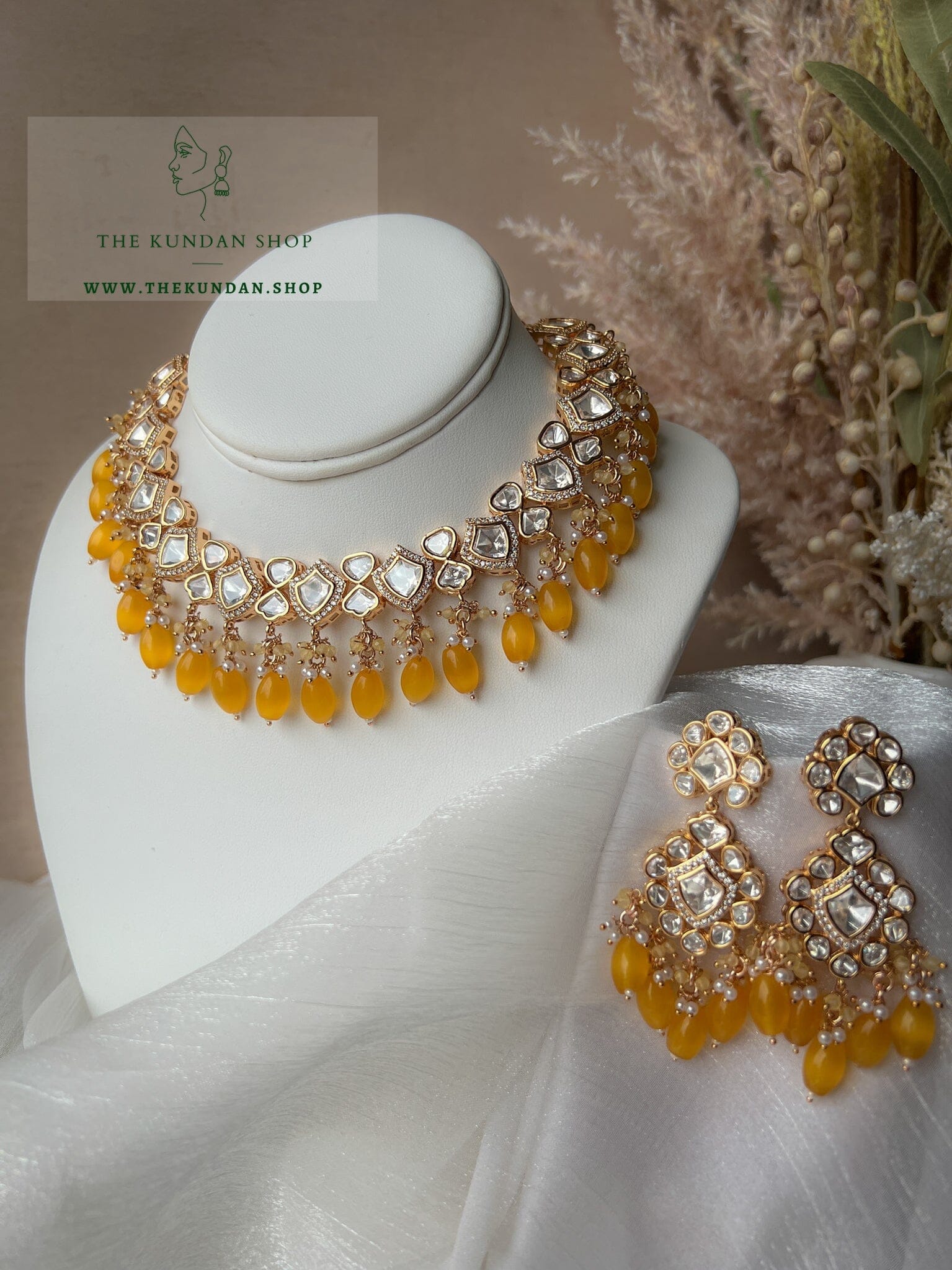 Little Surprise in Yellow Necklace Sets THE KUNDAN SHOP 