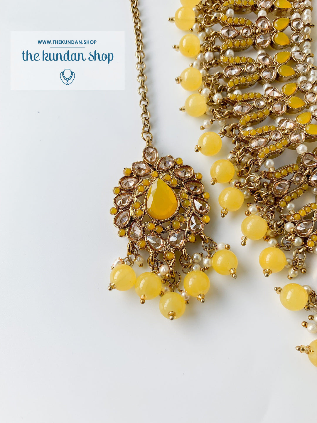 Veiled in Polki, in Yellow Necklace Sets THE KUNDAN SHOP 
