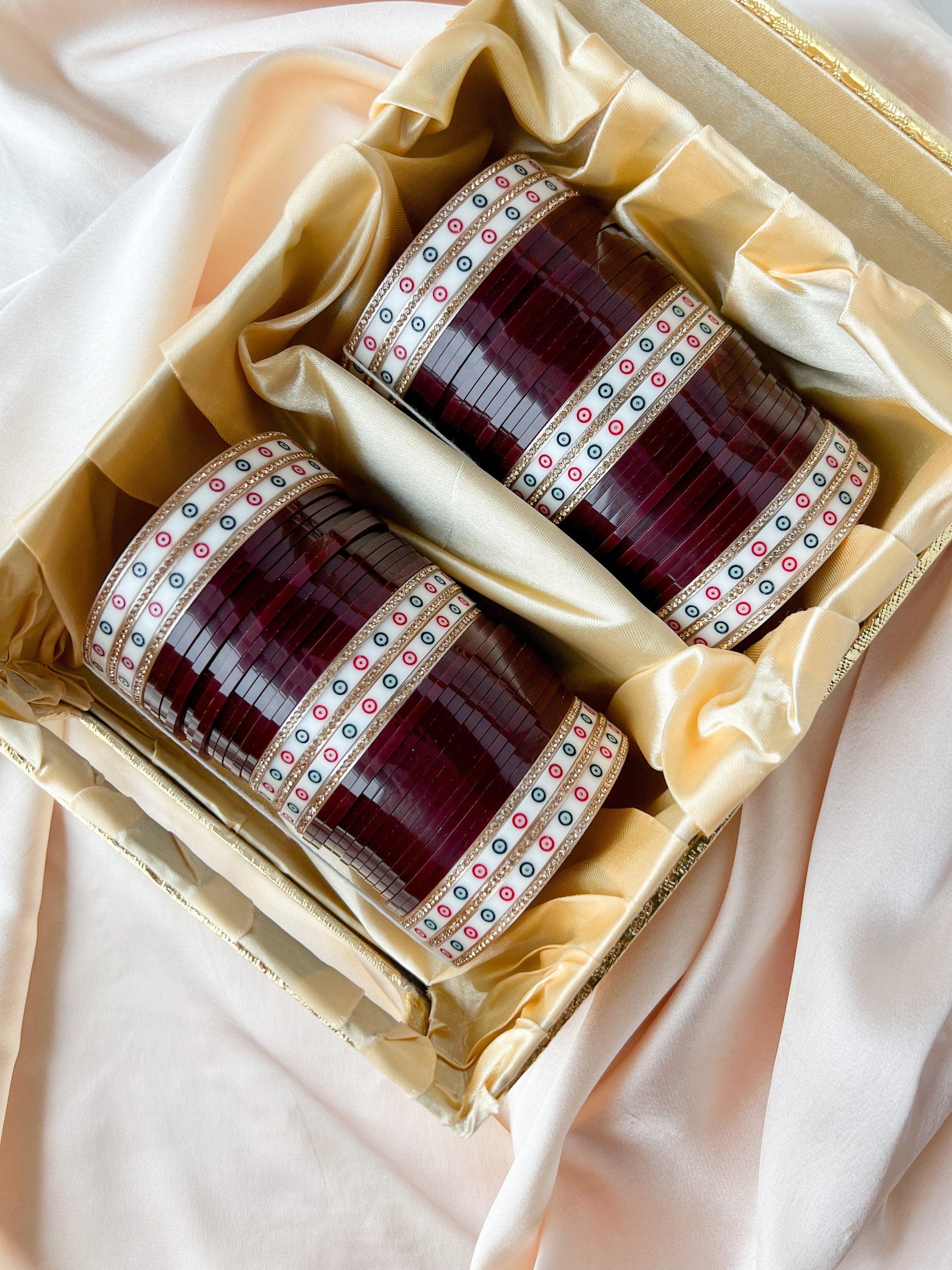 Classic Chooda in Maroon (2 hands) Bangles THE KUNDAN SHOP 