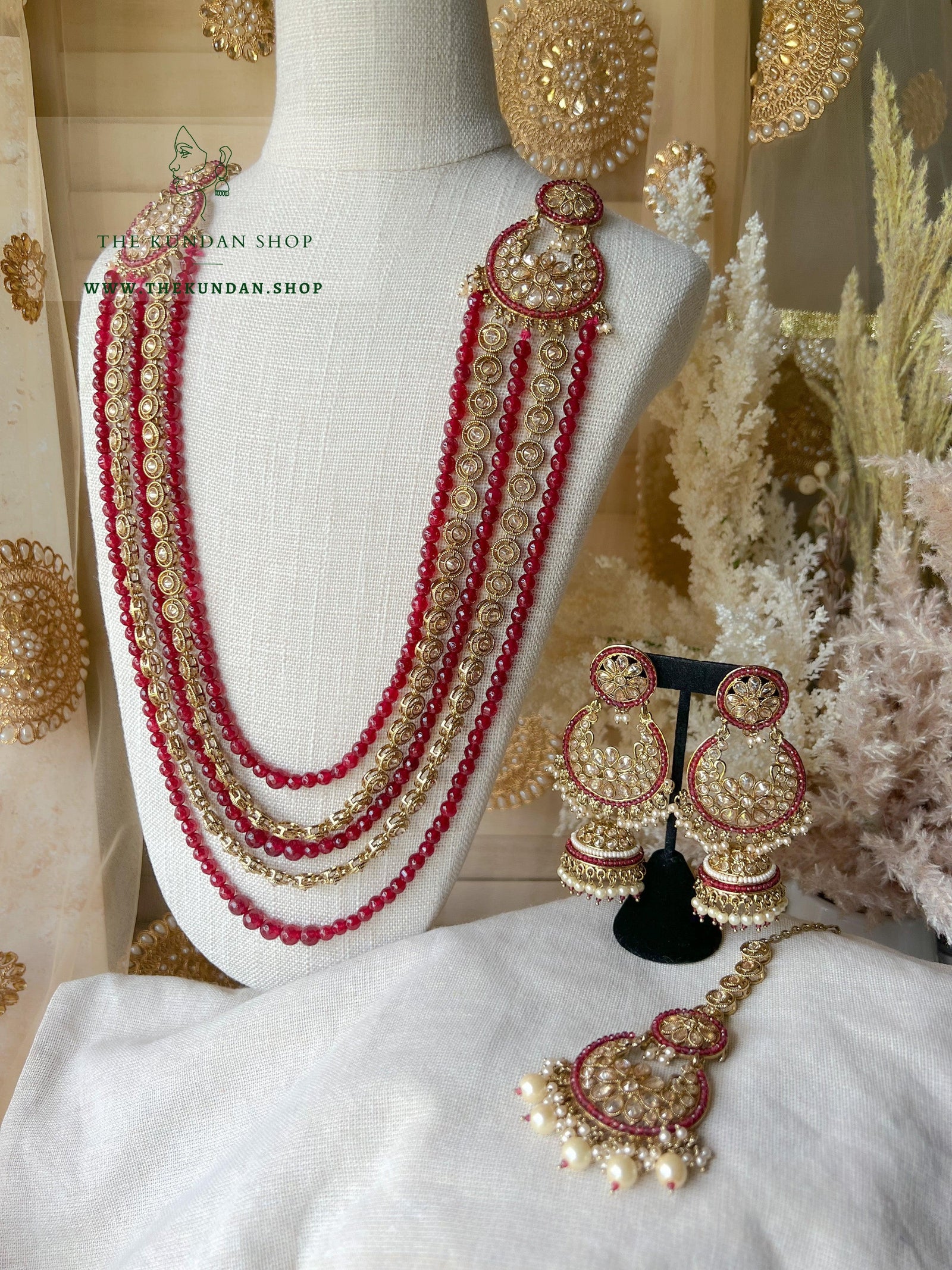 Tranquil in Ruby Necklace Sets THE KUNDAN SHOP 