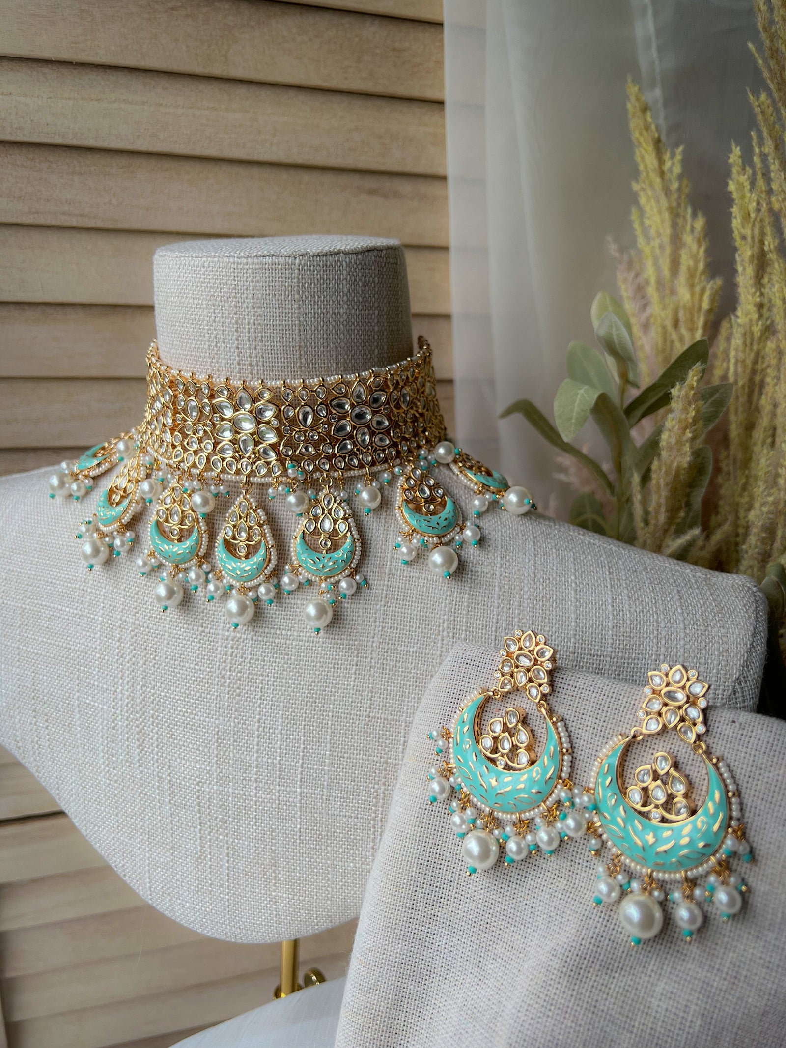 Blue Sunrise Necklace Sets THE KUNDAN SHOP 