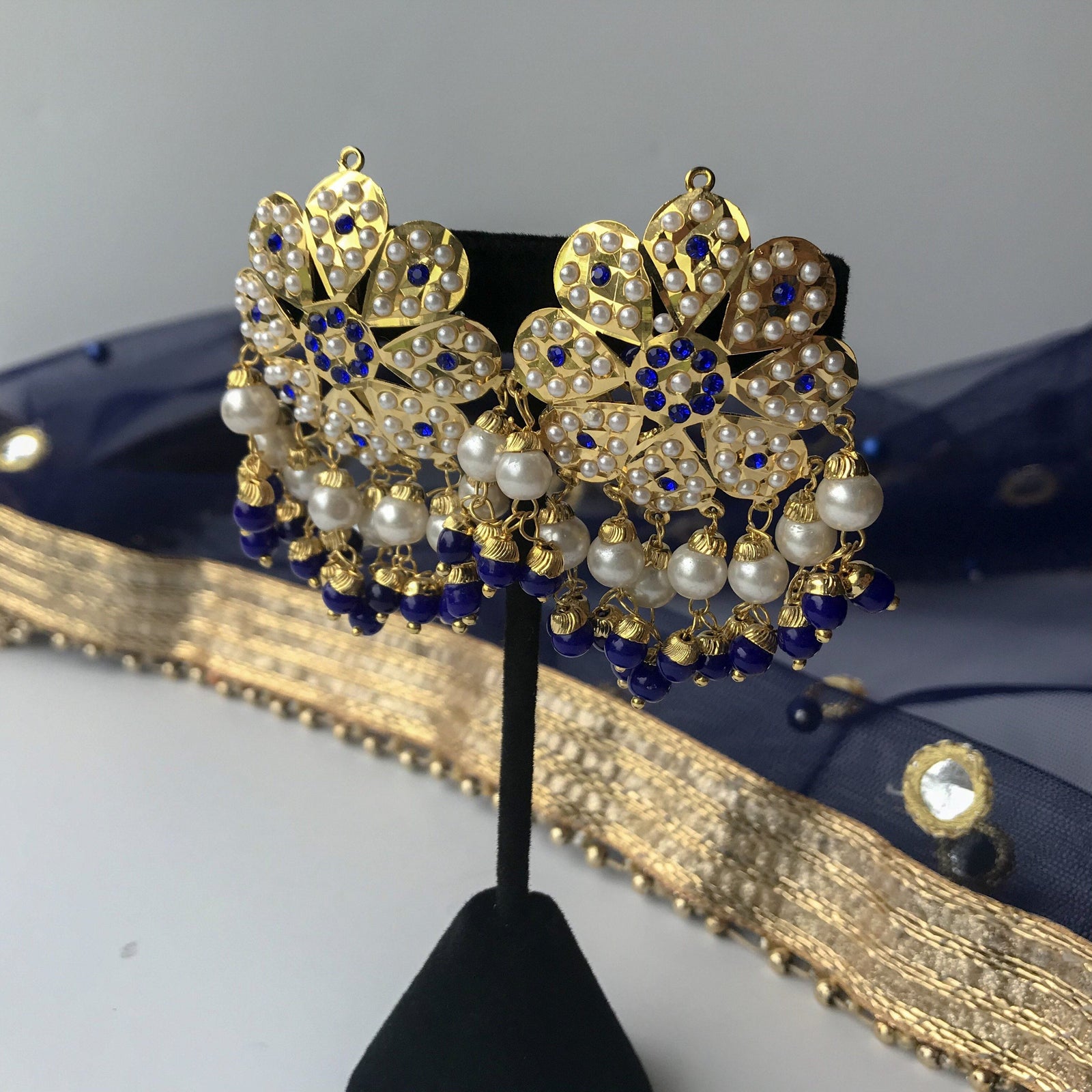 Jadau Studs & Tikka Set (various colours), Earrings + Tikka - THE KUNDAN SHOP