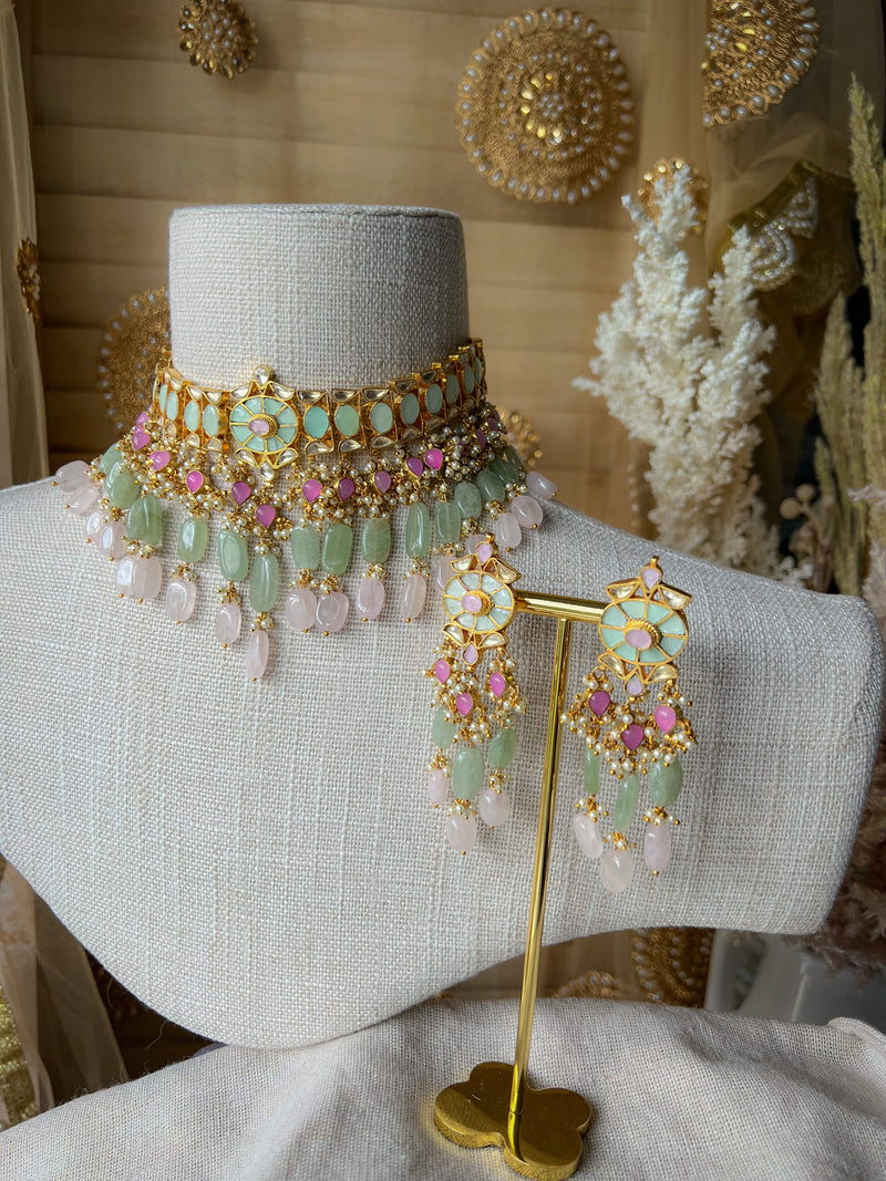 Perceptive in Mint Necklace Sets THE KUNDAN SHOP 