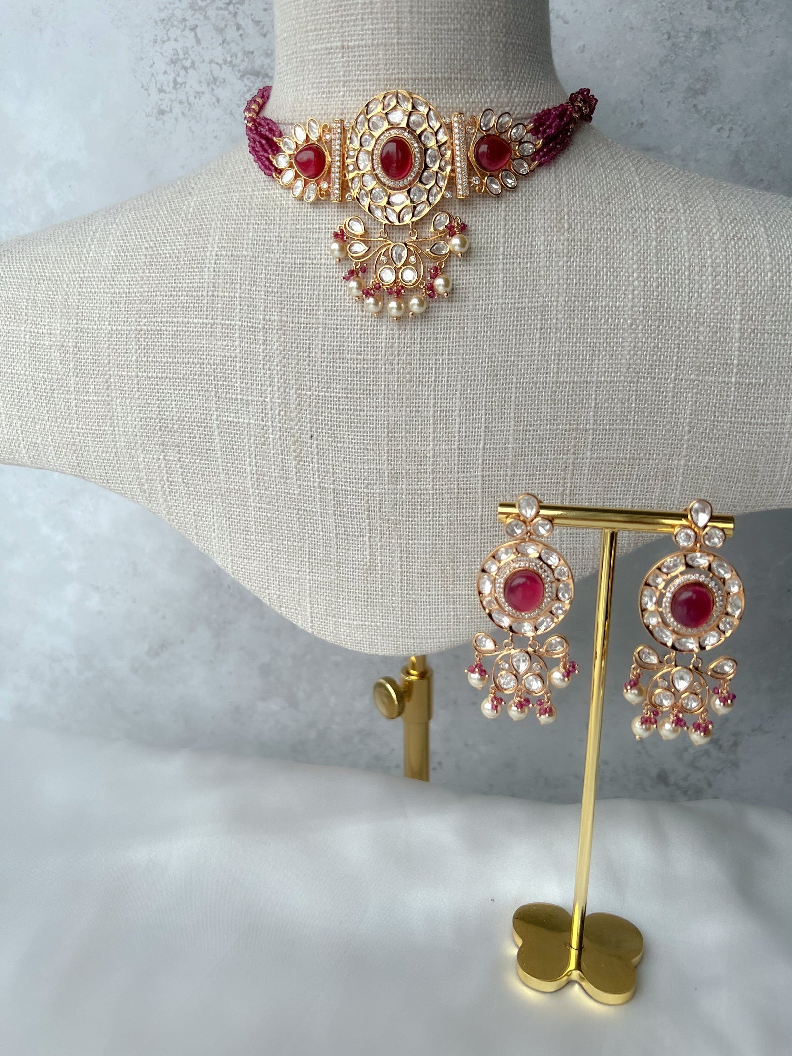 Idyllic Kundan in Ruby Necklace Sets THE KUNDAN SHOP 