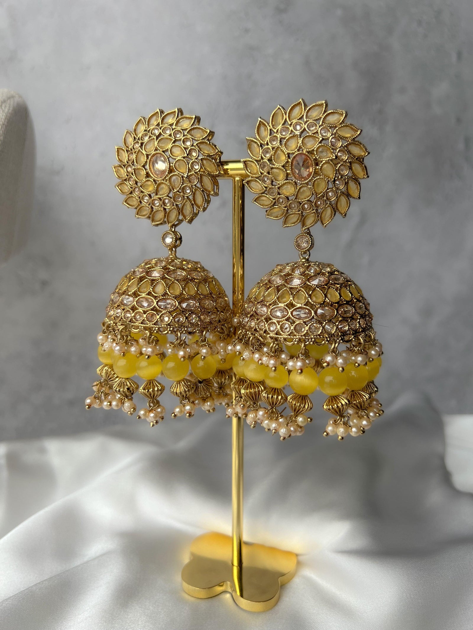 Perfect Match Jhumkis Earrings THE KUNDAN SHOP 