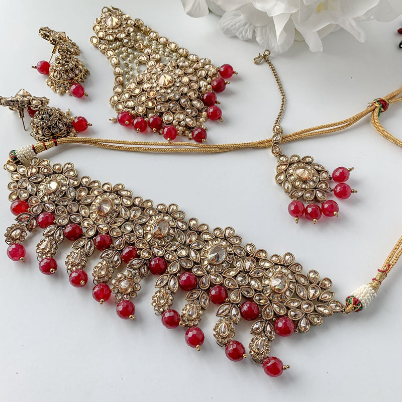 Extravagance in Ruby, Necklace Sets - THE KUNDAN SHOP