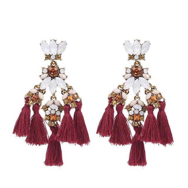 Statement Tassel - Maroon, Earrings - THE KUNDAN SHOP